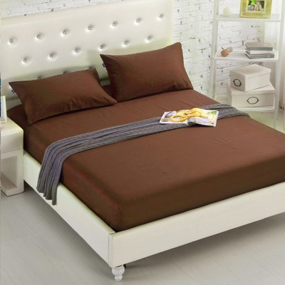 HOUSE OF QUIRK Elastic Strap Queen Size Mattress Cover(Brown)