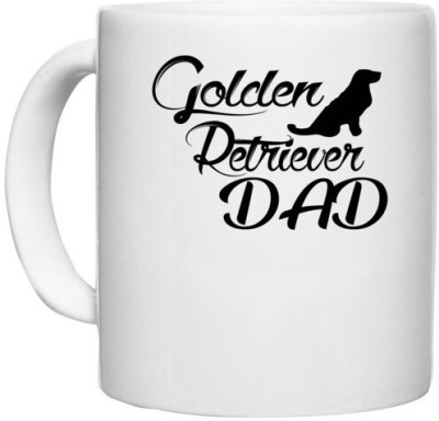 UDNAG White Ceramic Coffee / Tea 'Father | olden retriever dad' Perfect for Gifting [330ml] Ceramic Coffee Mug(330 ml)