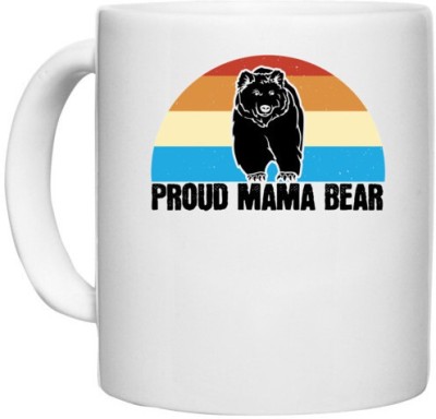 UDNAG White Ceramic Coffee / Tea 'Mother | Proud mama bear' Perfect for Gifting [330ml] Ceramic Coffee Mug(330 ml)