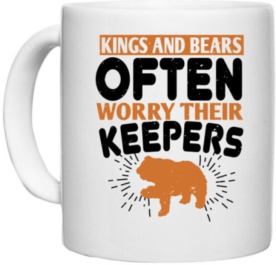 UDNAG White Ceramic Coffee / Tea 'Winter | Kings and Bears often worry their Keepers' Perfect for Gifting [330ml] Ceramic Coffee Mug(330 ml)