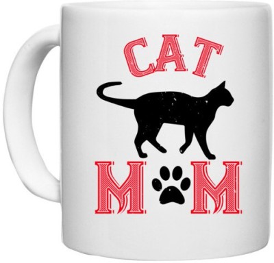 UDNAG White Ceramic Coffee / Tea 'mother | cat mom,' Perfect for Gifting [330ml] Ceramic Coffee Mug(330 ml)