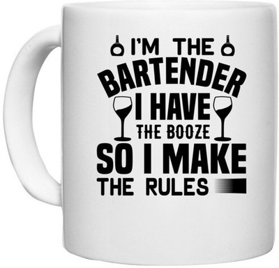 UDNAG White Ceramic Coffee / Tea 'Bartender | I’M THE' Perfect for Gifting [330ml] Ceramic Coffee Mug(330 ml)