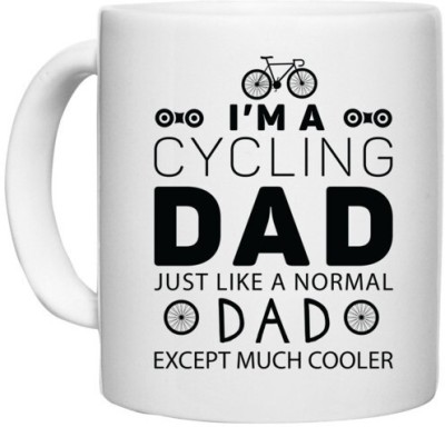 UDNAG White Ceramic Coffee / Tea 'Father | I'm A Cycling Dad' Perfect for Gifting [330ml] Ceramic Coffee Mug(330 ml)