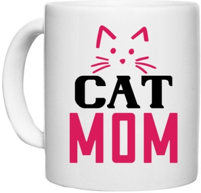 UDNAG White Ceramic Coffee / Tea 'Mother | cat mom 01' Perfect for Gifting [330ml] Ceramic Coffee Mug(330 ml)