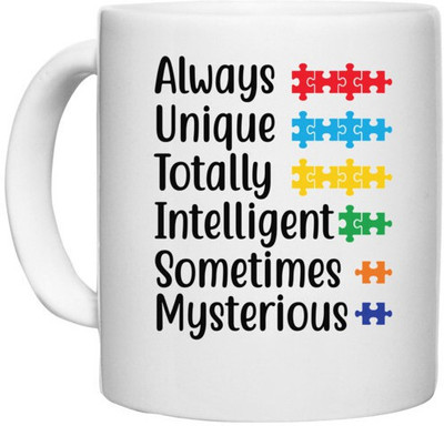 UDNAG White Ceramic Coffee / Tea 'Mysterious | Always Unique' Perfect for Gifting [330ml] Ceramic Coffee Mug(330 ml)