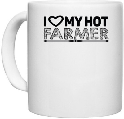 UDNAG White Ceramic Coffee / Tea 'Farmer | i love my hot farmer' Perfect for Gifting [330ml] Ceramic Coffee Mug(330 ml)