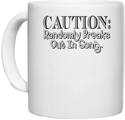 UDNAG White Ceramic Coffee / Tea 'Caution | caution randomly' Perfect for Gifting [330ml] Ceramic Coffee Mug(330 ml)