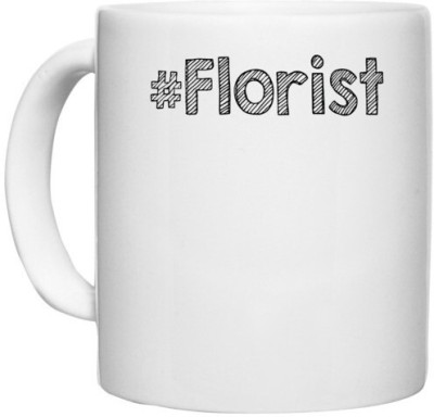 UDNAG White Ceramic Coffee / Tea '| florist' Perfect for Gifting [330ml] Ceramic Coffee Mug(330 ml)