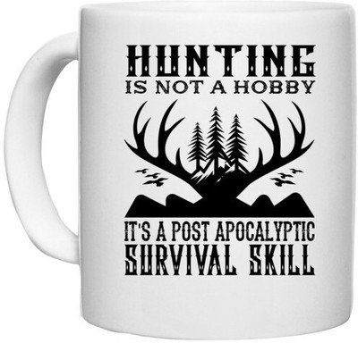 UDNAG White Ceramic Coffee / Tea 'Hunter | Hunting is not' Perfect for Gifting [330ml] Ceramic Coffee Mug(330 ml)