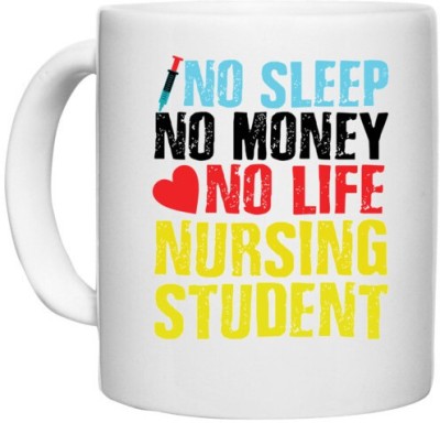 UDNAG White Ceramic Coffee / Tea 'Nurse | No Sleep' Perfect for Gifting [330ml] Ceramic Coffee Mug(330 ml)