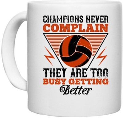 UDNAG White Ceramic Coffee / Tea 'Champions | 1 Champions never complain, they are too busy getting better' Perfect for Gifting [330ml] Ceramic Coffee Mug(330 ml)
