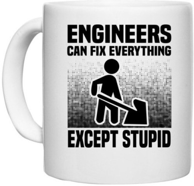 UDNAG White Ceramic Coffee / Tea 'Engineer | Engineers can fix' Perfect for Gifting [330ml] Ceramic Coffee Mug(330 ml)