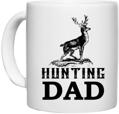 UDNAG White Ceramic Coffee / Tea 'Father | Hunting dad' Perfect for Gifting [330ml] Ceramic Coffee Mug(330 ml)