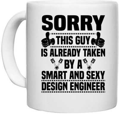 UDNAG White Ceramic Coffee / Tea 'Design Engineer | 6 Sorry' Perfect for Gifting [330ml] Ceramic Coffee Mug(330 ml)