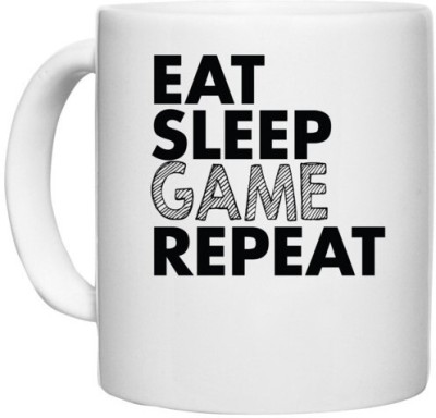 UDNAG White Ceramic Coffee / Tea 'Game | eat sleep game repeat' Perfect for Gifting [330ml] Ceramic Coffee Mug(330 ml)
