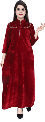 SMARTH Women Nighty(Maroon)