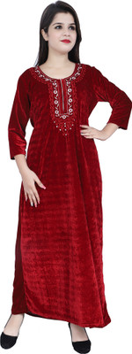 SMARTH Women Nighty(Maroon)