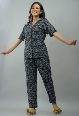 RAAKA Women Floral Print Grey Shirt & Pyjama set