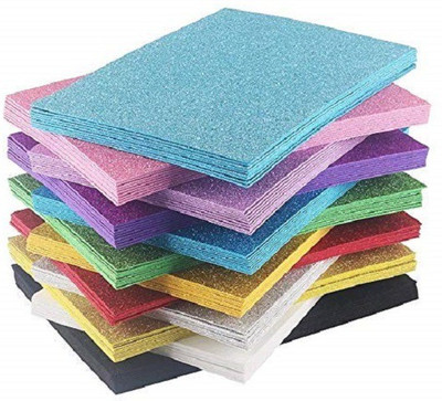 DSR Glitter Foam Sheet Sparkles 2 mm Thick 10 Different Color, for Art & Craft Unruled A4 100 gsm Coloured Paper(Set of 1, Self Adhesive)