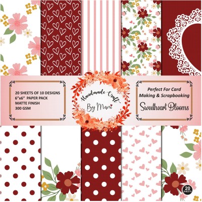 Dheett Sweetheart Blooms Scrapbook Designer Paperpack Matte Finish Perfect for Making Greeting Cards Envelops Explosion Boxes and Albums 6 x 6 300 gsm Craft paper(Set of 1, Multicolor)