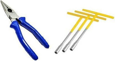 lifeways 8mm,10mm,13mm t Spanner Pack of 3 Combo Single Sided T Type Wrench (Pack of 3) and 105 Nose Needle plier Power & Hand Tool Kit (4 Tools) Hand Tool Kit(4 Tools)
