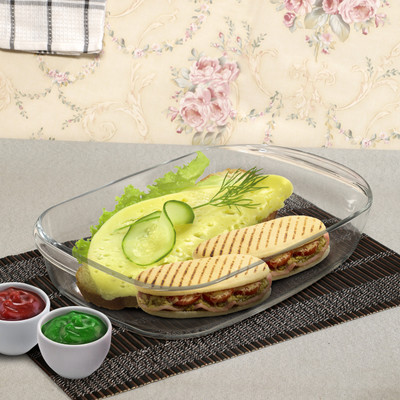 Duralex Ovenchef Clear Rectangular Roaster 13' 2.5 Ltr 1 Pcs Baking Dish(Microwave Safe)