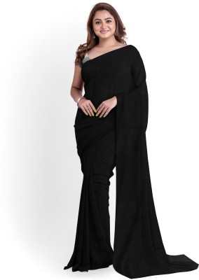 Sareez House Solid/Plain Bollywood Art Silk Saree(Black)