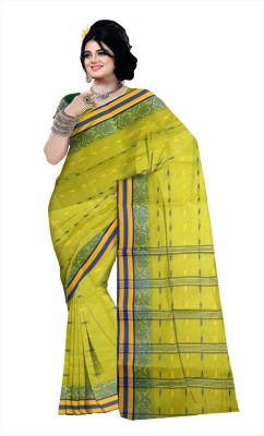 Pradip Fabrics Embroidered Handloom Pure Cotton Saree(Light Green)