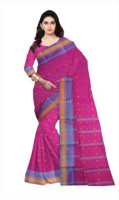 Pradip Fabrics Woven Tant Pure Cotton Saree(Pink)