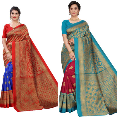 Fabwomen Printed Mysore Art Silk Saree(Red)