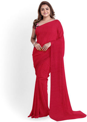 Sareez House Solid/Plain Bollywood Art Silk Saree(Red)