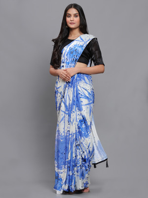 ENCLIQ Digital Print Bollywood Lycra Blend Saree(Light Blue)