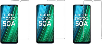 ISAAK Tempered Glass Guard for Realme Narzo 50a(Pack of 3)