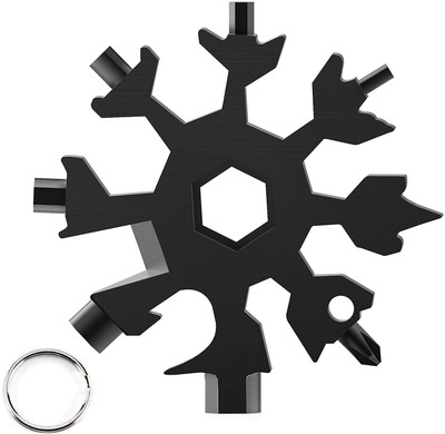Crevizon 18 in 1 Multi Tool, Heavy Duty Stainless Steel Multi-Tool, Best Snowflake Tool With Keyring and Carabiner, Gifts for Men (Black) Combination Screwdriver Set(Pack of 1)