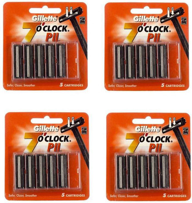 Gillette (7) O Clock Pll Cartridges 20 Pcs. (Pack of 4)(Pack of 4)