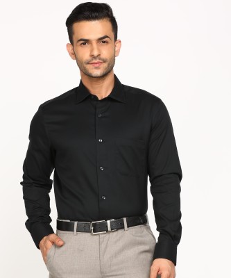 LOUIS PHILIPPE Men Solid Formal Black Shirt