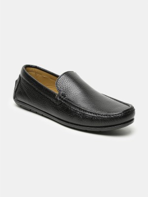 Teakwood Leathers Men Black Solid Genuine Leather Formal Loafers Driving Shoes For Men(Black)