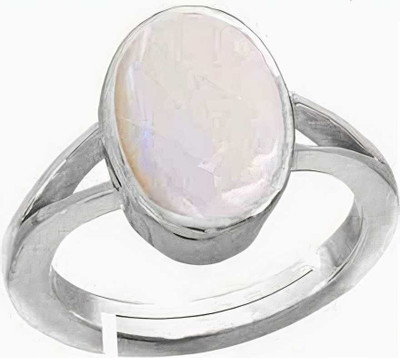 RSPSHAKTI Yellow Sapphire Pukhraj Wt 7.25 rti 5dhatu Gold Coated Adjustable Ring Unisex Metal Opal Silver Plated Ring