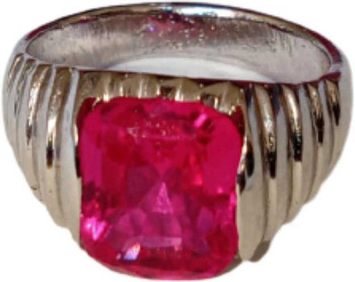 Neeba Metal Ruby Silver Plated Ring