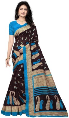 RUNAYA NX Printed Bollywood Cotton Blend Saree(Blue)