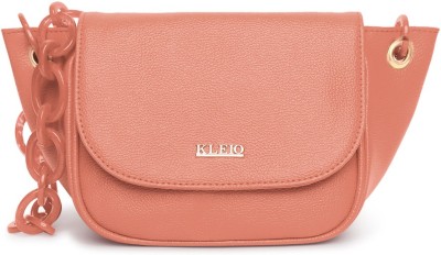 KLEIO Pink Sling Bag PU Leather Short Strap Side Sling Bag for Women Girls (HO8041KL-PE)(PEACH)