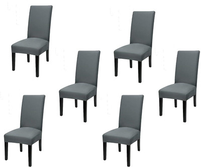 HOUSE OF QUIRK Polyester Plain 1 Seater Chair Cover(Grey Pack of 6)
