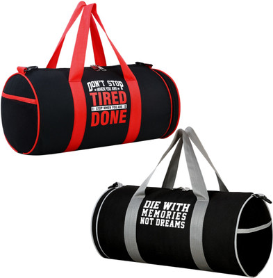 Dmade combo of 2 water resistant premium quality gym bag with separate shoe compartment(Red, Kit Bag)