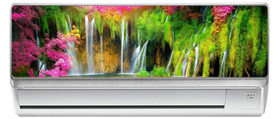 CVANU 90 cm Alluring Nature Pink Flower With Waterfall Self Adhesive Sticker(Pack of 1)