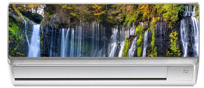 CVANU 90 cm Beautiful Green Nature With Waterfall Self Adhesive Sticker(Pack of 1)