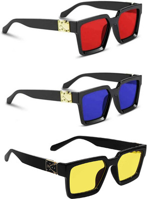 ELLIGATOR Wayfarer, Retro Square, Rectangular Sunglasses(For Men & Women, Red, Yellow, Blue)