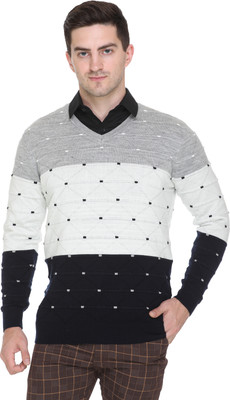 GODFREY Striped V Neck Casual Men Multicolor Sweater