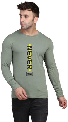 SLOWLORIS Typography Men Round Neck Light Green T-Shirt