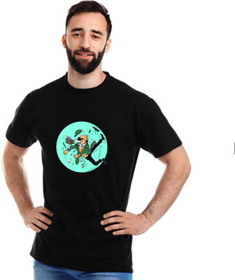 montae Graphic Print Men Round Neck Black T-Shirt