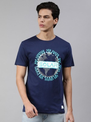 Aditya Birla - abof Printed Men Round Neck Blue T-Shirt